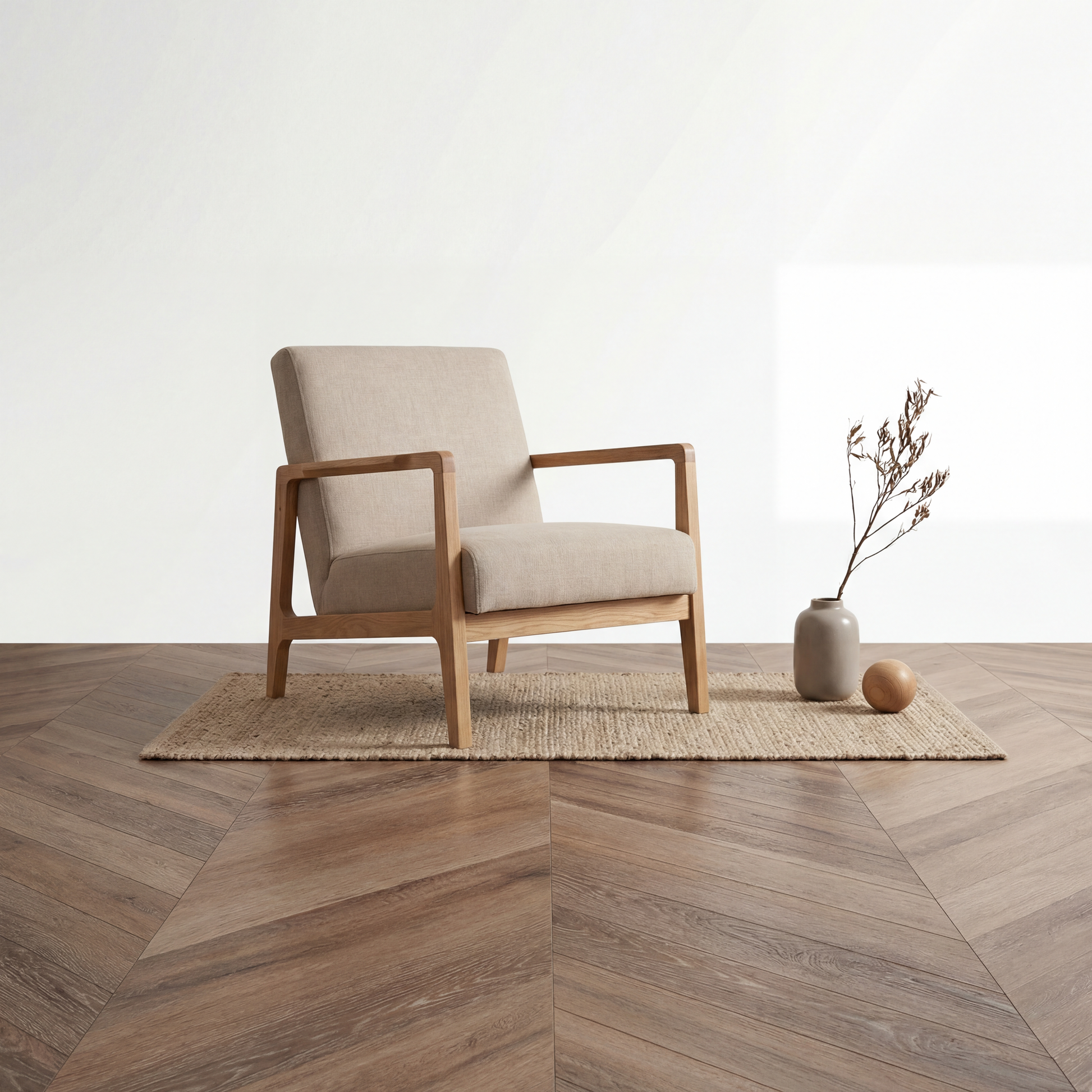 yarenza Lux Tenebrae Chevron Dark Oak Plak PVC - Texture and Room View