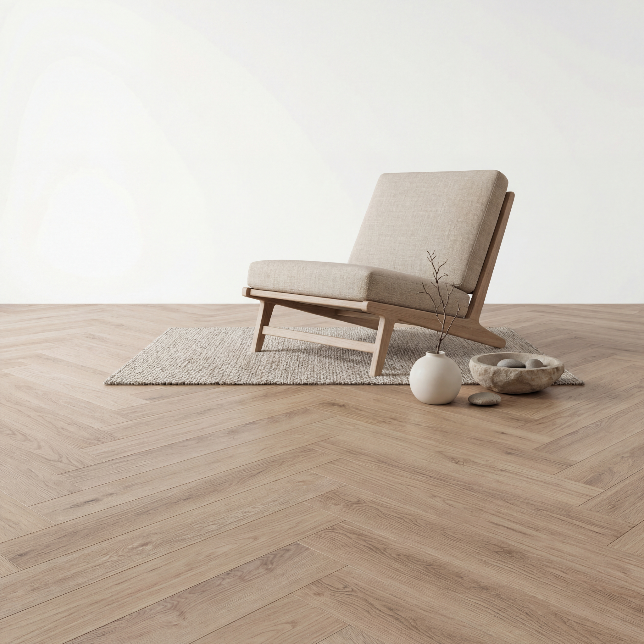 Reverie Herringbone Beige Oak Click PVC