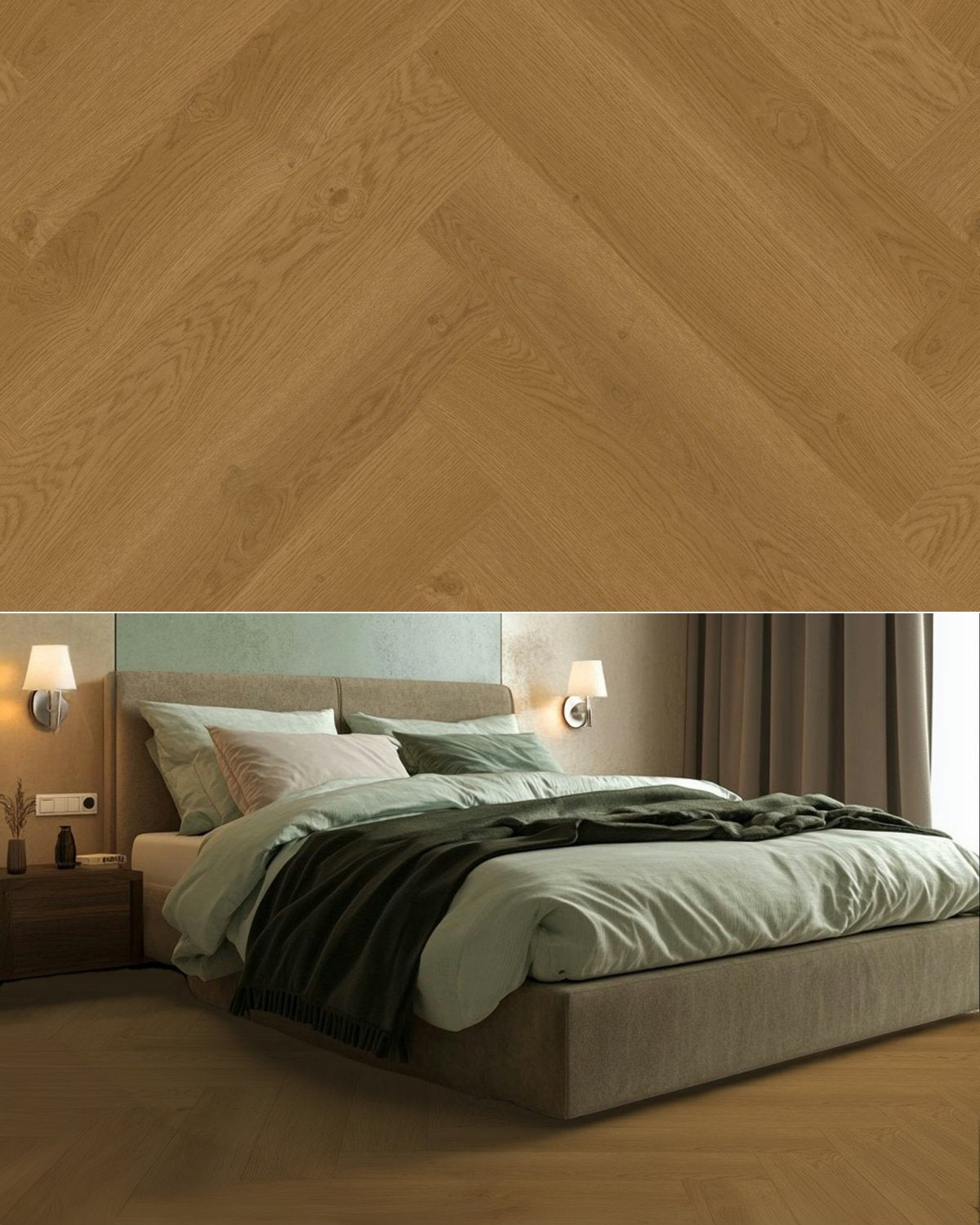 Hoomline Elegance Dryback Visgraat Leeuw 51317 - Texture and Room View