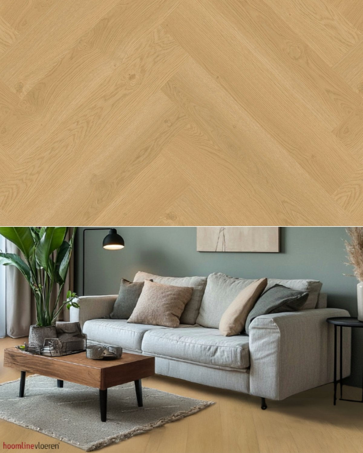 Hoomline Elegance Dryback Visgraat Neushoorn 51319 - Texture and Room View