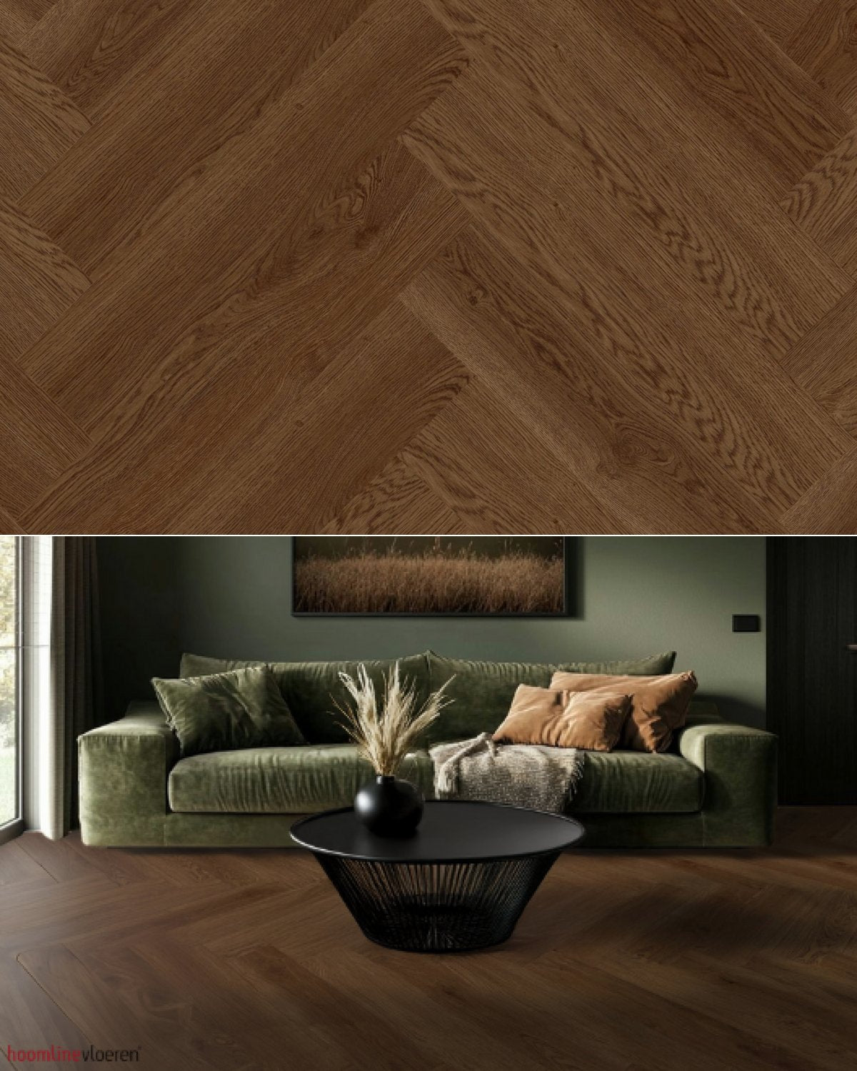 Hoomline Elegance Dryback Visgraat Olifant 51312 - Texture and Room View