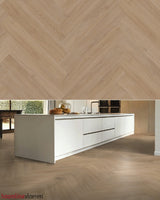 Hoomline Fusion Superior V4 Gotham Oak Flax Visgraat (Dryback) - Texture and Room View