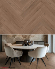 Hoomline Fusion Superior V4 Gotham Oak Honey Visgraat (Dryback) - Texture and Room View
