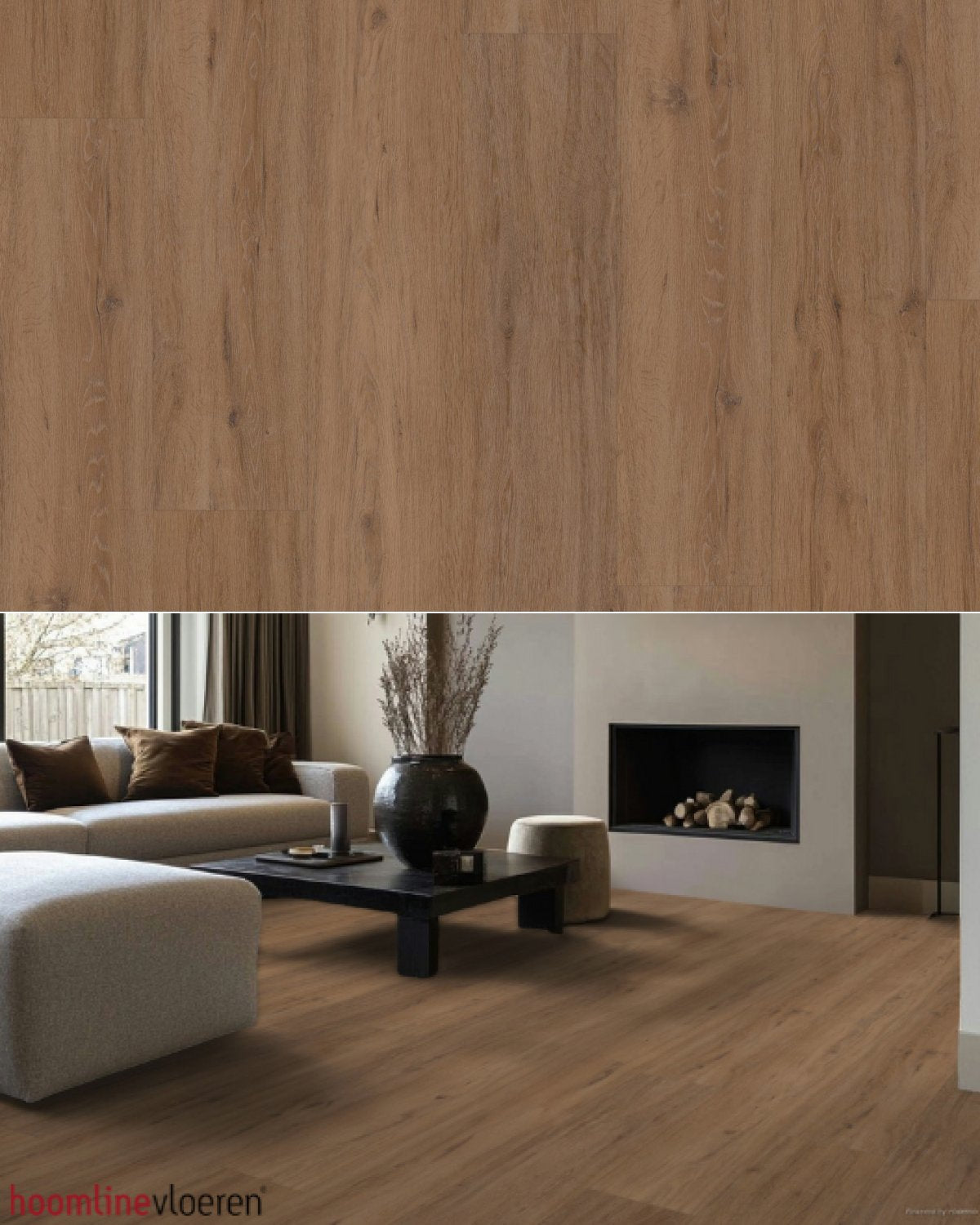 Hoomline Fusion Superior XL Gotham Oak Honey (Dryback) - Texture and Room View