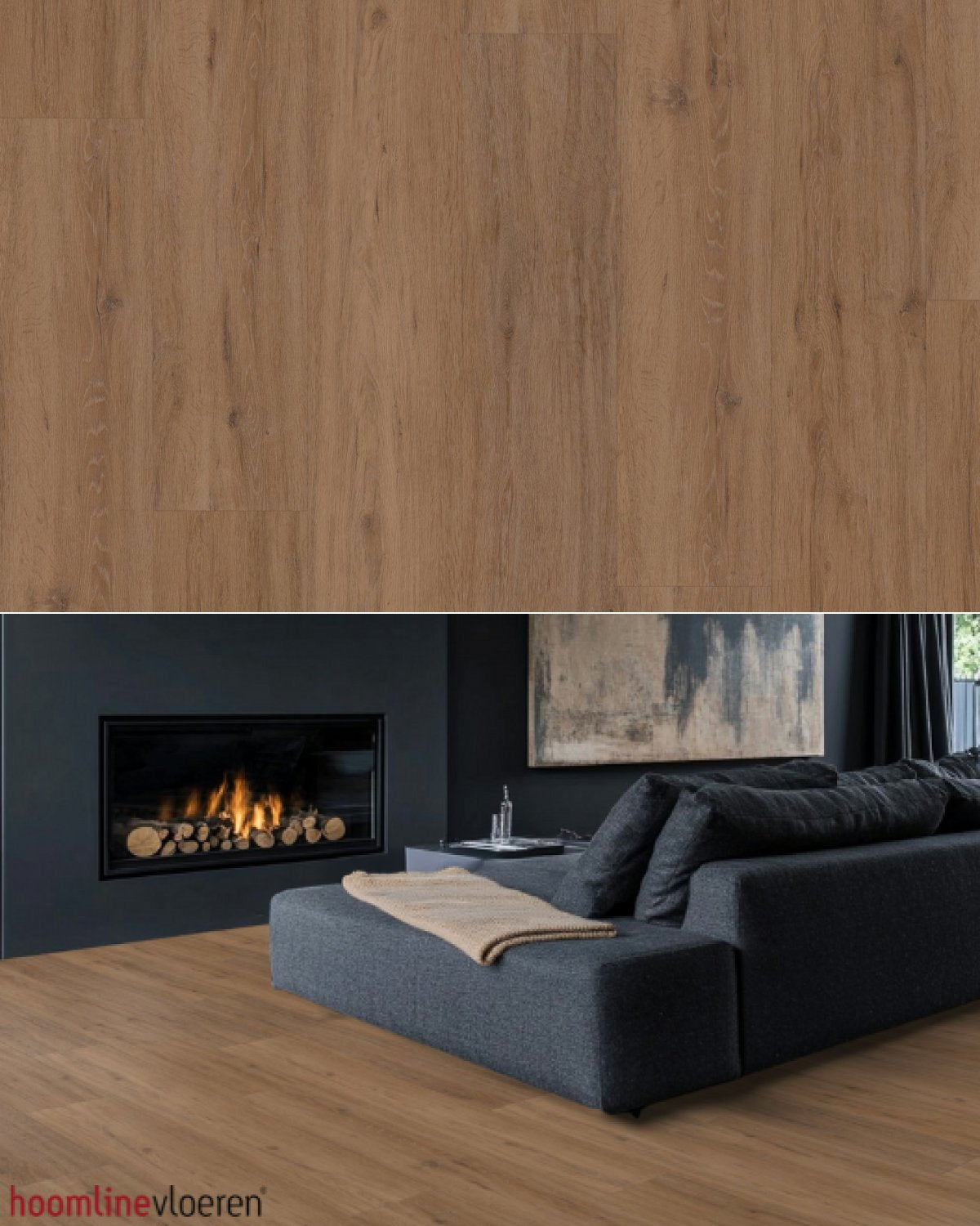 Hoomline Fusion Superior XL Gotham Oak Honey 1075131 (Click) - Texture and Room View