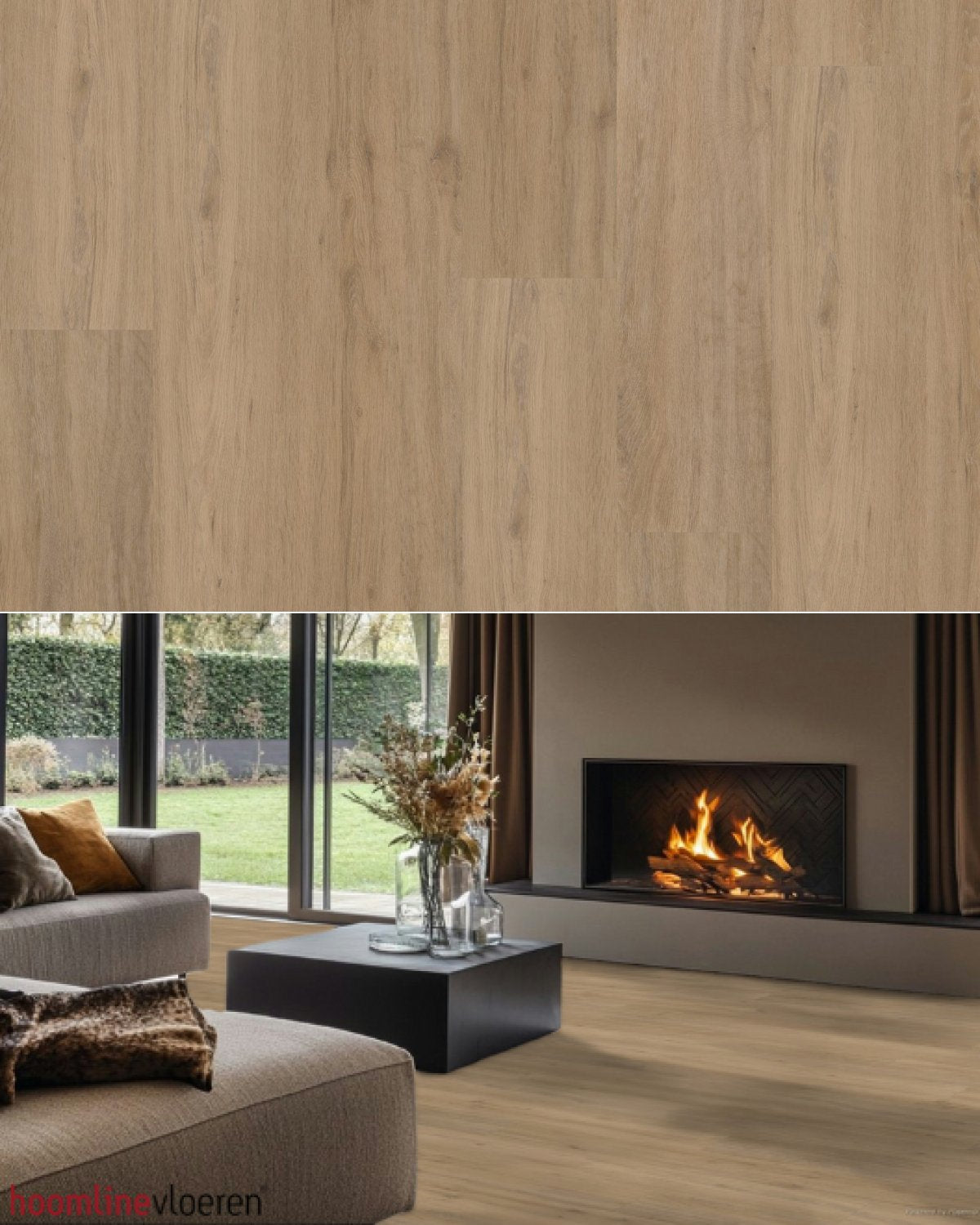 Hoomline Fusion Superior XL Gotham Oak Natural 107526 (Click) - Texture and Room View
