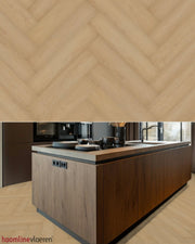 Hoomline Prestige Rigid Click Visgraat Davos 5052 - Texture and Room View