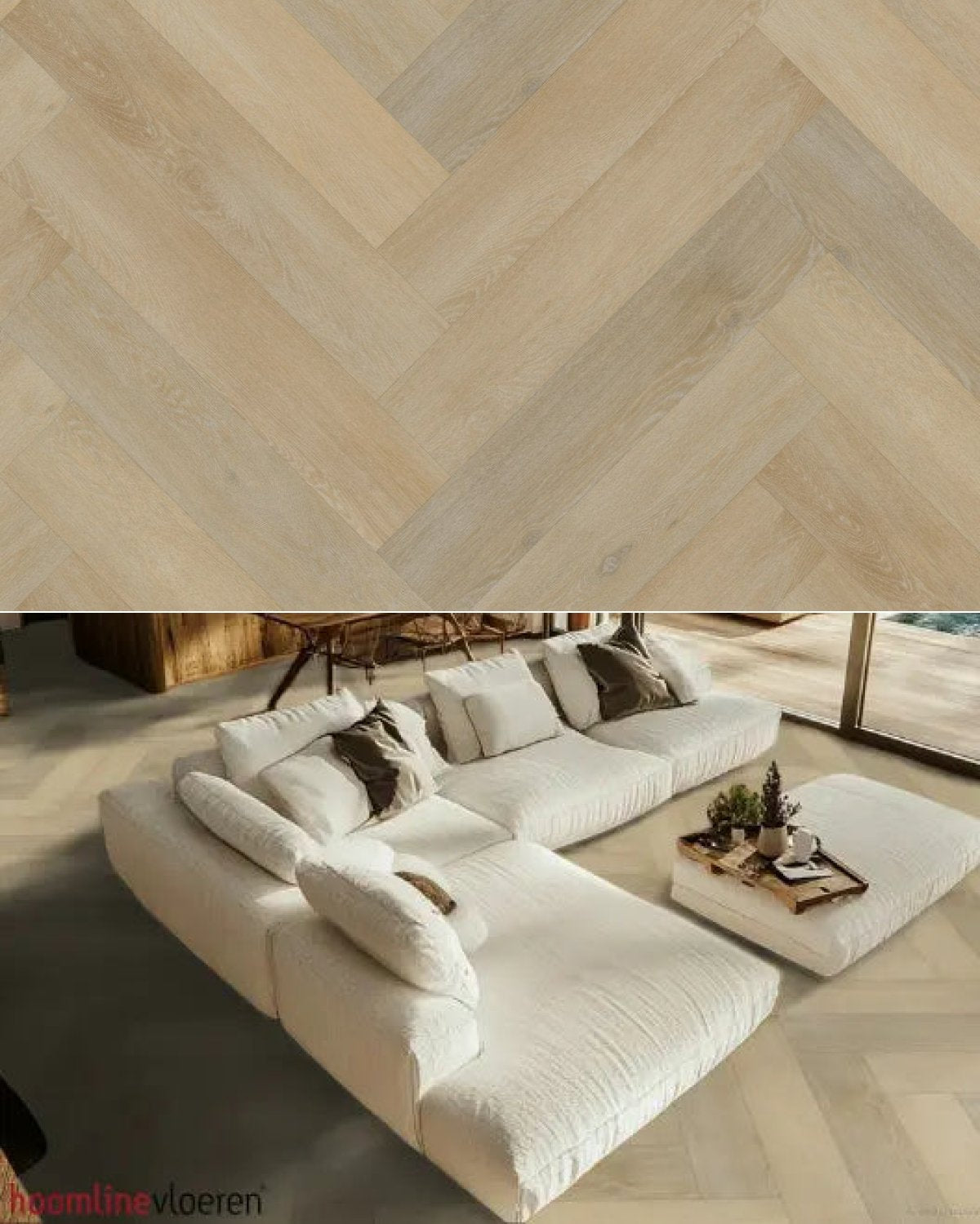Hoomline The Hamptons Visgraat Dryback Huntington 939 - Texture and Room View
