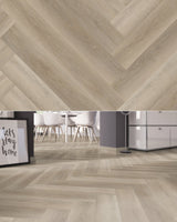 yarenza Oakwood Beige Visgraat Klik PVC - Texture and Room View